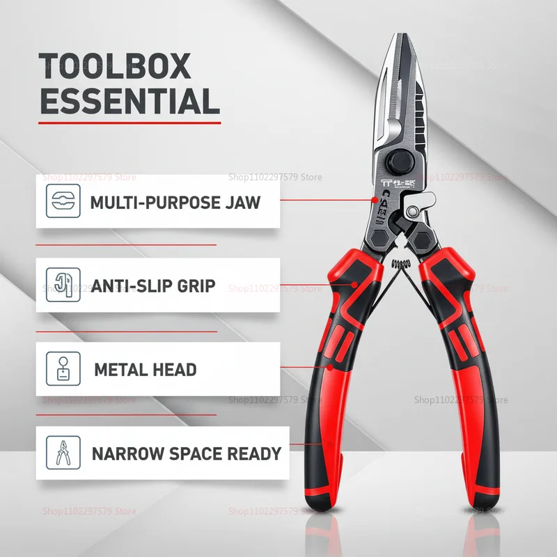Multi-Functional Electrician Scissors Crimping Wire Cutter Heavy Duty Tool with Wrench for Metal Sheets and Cable Terminals