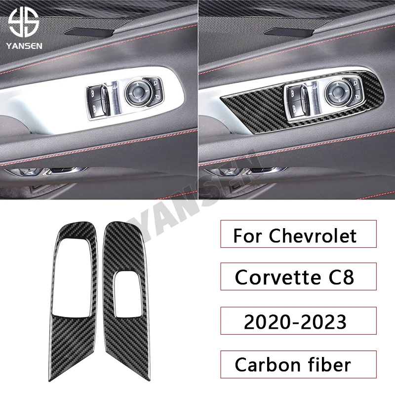 

Car Window Lift Control Carbon Fiber Cover Sticker For Chevrolet Corvette C8 2020-2023 Car Accessories