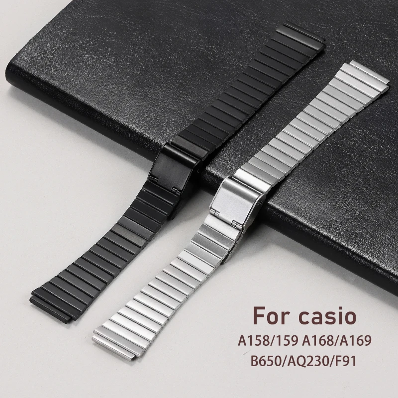 Vintage steel Watch strap For Classic Small Square Block for Casio F-91W F105 F108 A158W A168 AE1200 AE1300 Wristband