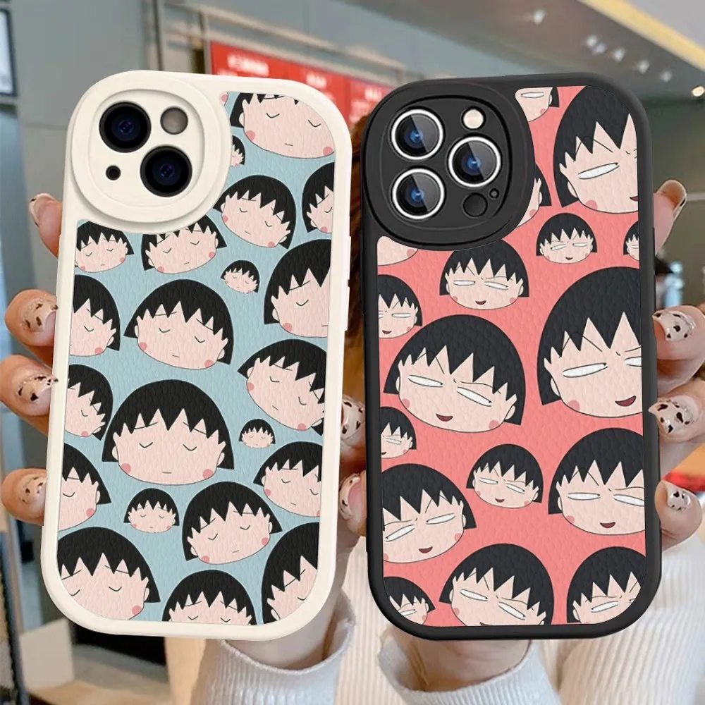 

Curtoon C-Chibi M-Maruko Phone Case Hard Leather For iPhone 14 13 12 Mini 11 14 Pro Max Xs X Xr 7 8 Plus Fundas