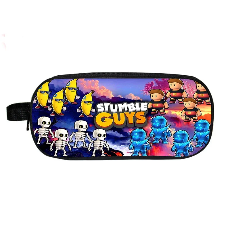 Boys Cartoon Stumble Guys Pencil Case Pen Bag Students Stationery Bag School Pencil Box Students Makeup Box Kids Pencil Pouch