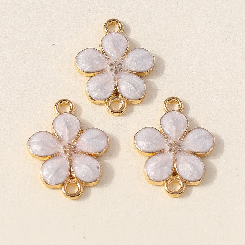 20 Stück modische, bunte Emaille-Blumen-Anhänger, Verbinder für die Schmuckherstellung, DIY-Halsketten, Armbänder, handgefertigtes Kunsthandwerk, Zubehör – Detail 11