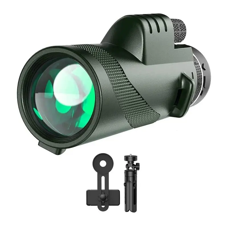 

НОВИНКА: Мощный монокуляр HD 80X100 – для охоты, наблюдения за птицами, путешествий – темно-зеленый – адаптер для телефона в комплекте