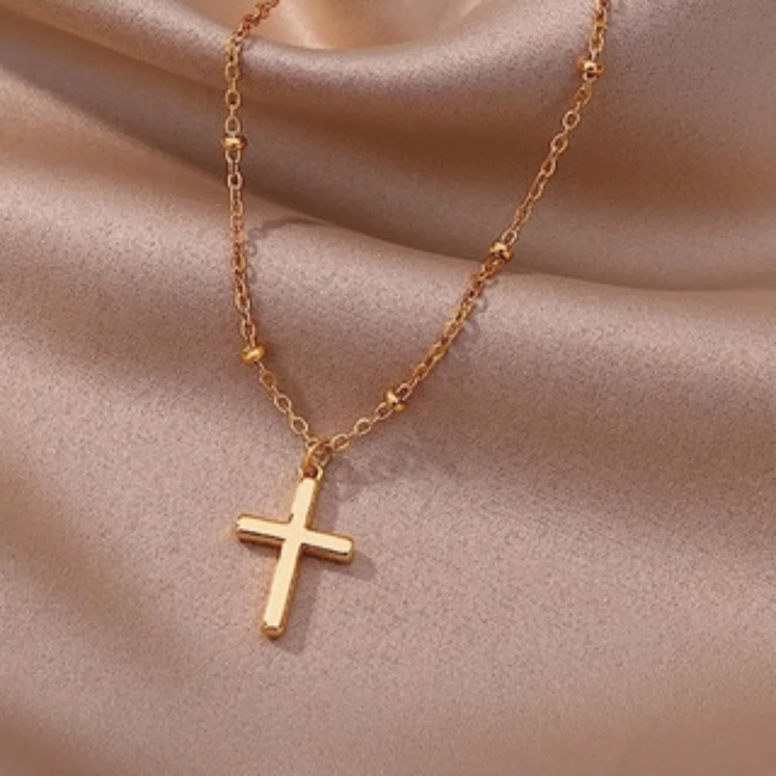 قلادة الصليب الذهبي 316 الفولاذ المقاوم للصدأ هيبوالرجينيك دائم المرأة المجوهرات هدية