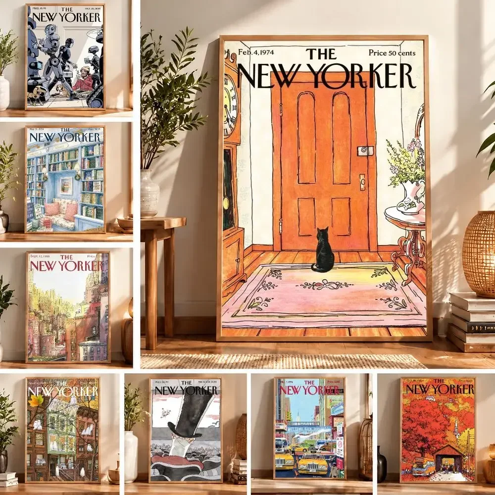 Magazine Iconic T-The New Yorker Poster Peel and Stick Poster Bedroom Dorm Cafe Home Theater Decor Gift