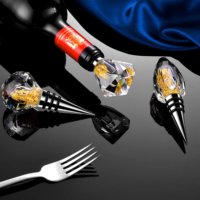 

Gold foil crystal wine bottle stopper vacuum practical soft rubber sealing stopper household luxury ideas