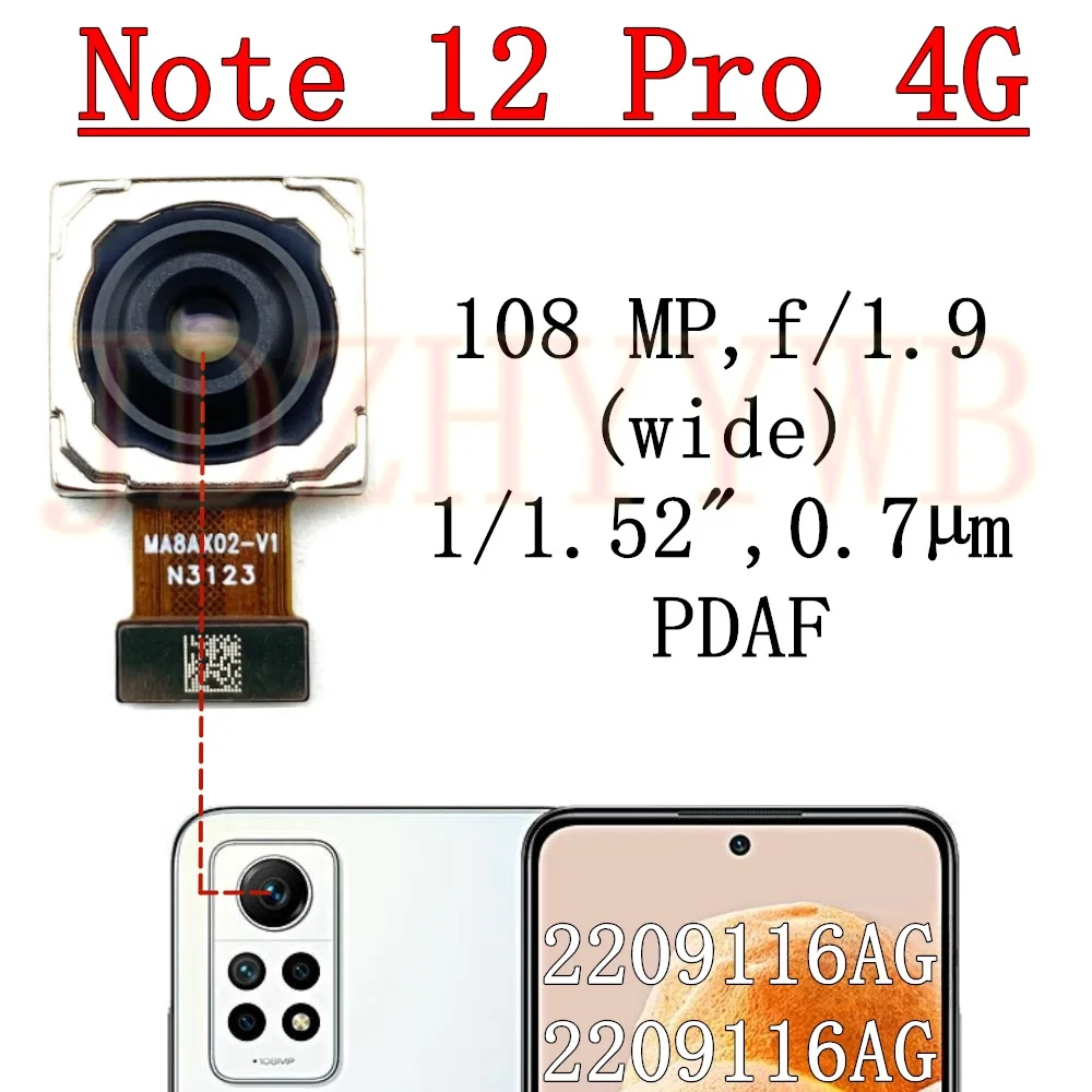 Rear Front Camera For Xiaomi Redmi Note 12 Pro 4G Frontal Selfie Facing Main Wide Back Camera Module Flex Cable Replacement