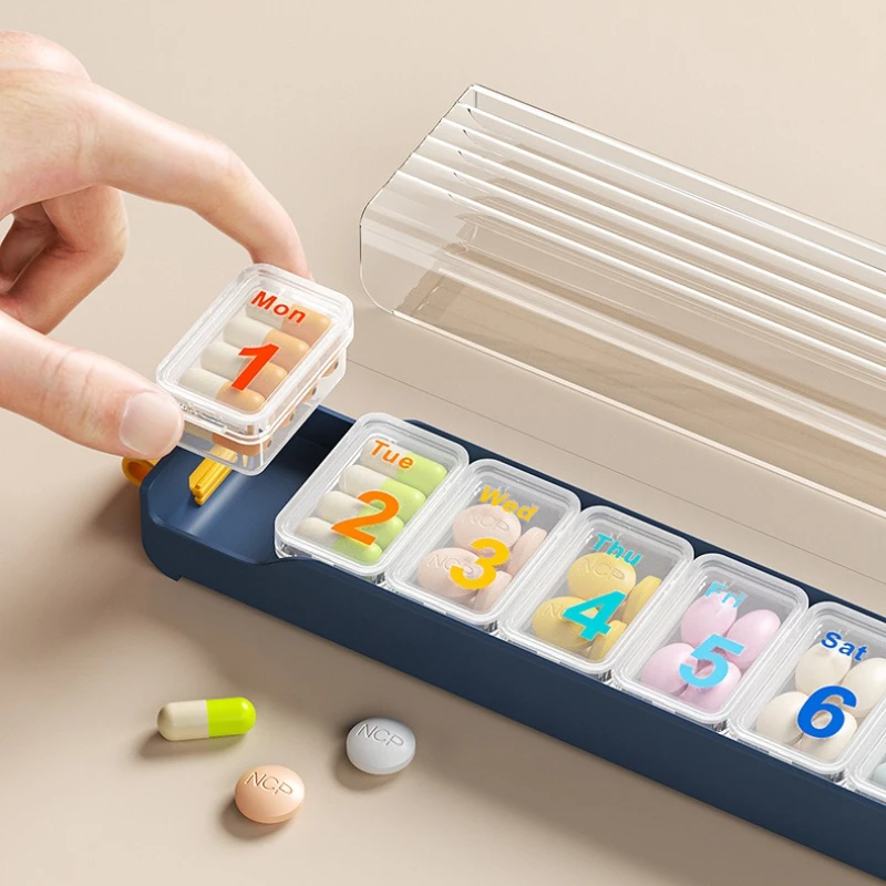 

1 шт., 7-дневная аптечка для таблеток, еженедельная портативная дорожная коробка для таблеток, 7 сеток, диспенсер для таблеток с лекарствами, независимый решетчатый чехол для таблеток