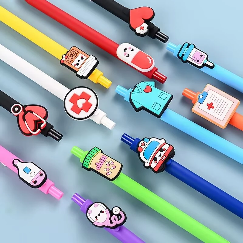 2/5PCS Nurse Theme Medical Care Theme Press Ballpoint Pen Cute Medical Care Cartoon Stethoscope Ambulance Styling Pen