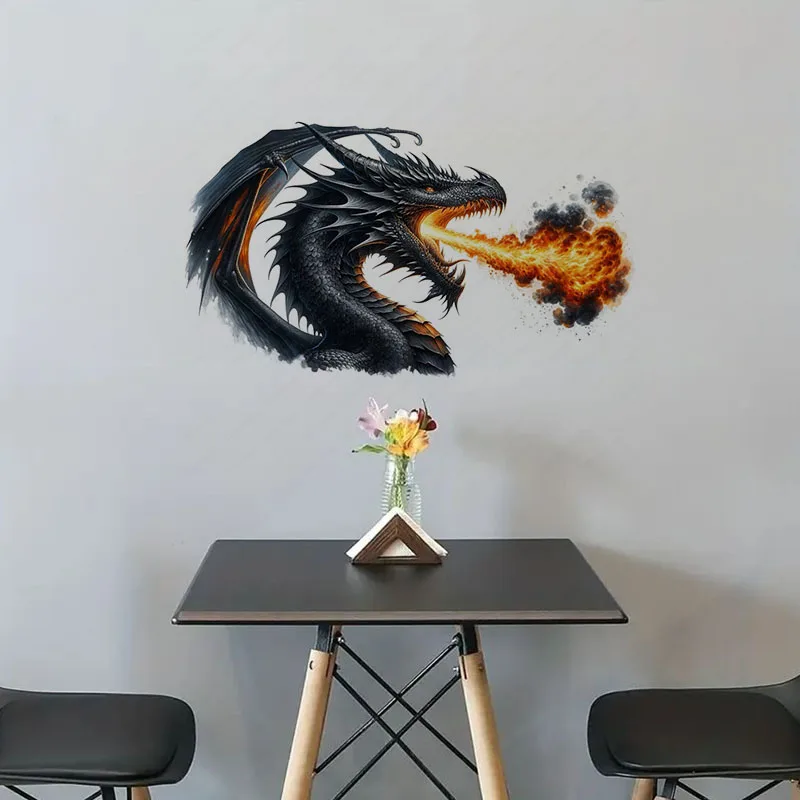 Fiery Majestic Dragon Toilet Stickers Decoration for Living Room, Wall, Bedroom