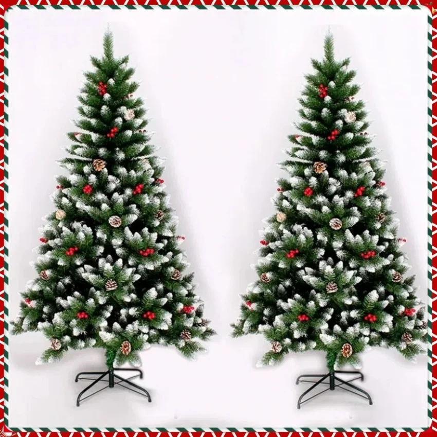 

Artificial Christmas Tree Spray White Encrypted PVC Pine Needles Glued White Pine Cone 1.2m-2.1m Christmas Party Home Decoration