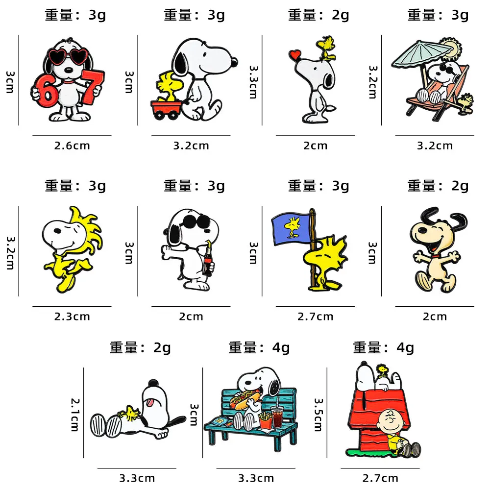 11Pcs Cartoon White Dog & Little Bird Enamel Pin Set Cute Comic Character Lapel Brooch Badges for Backpack Decorative Pins