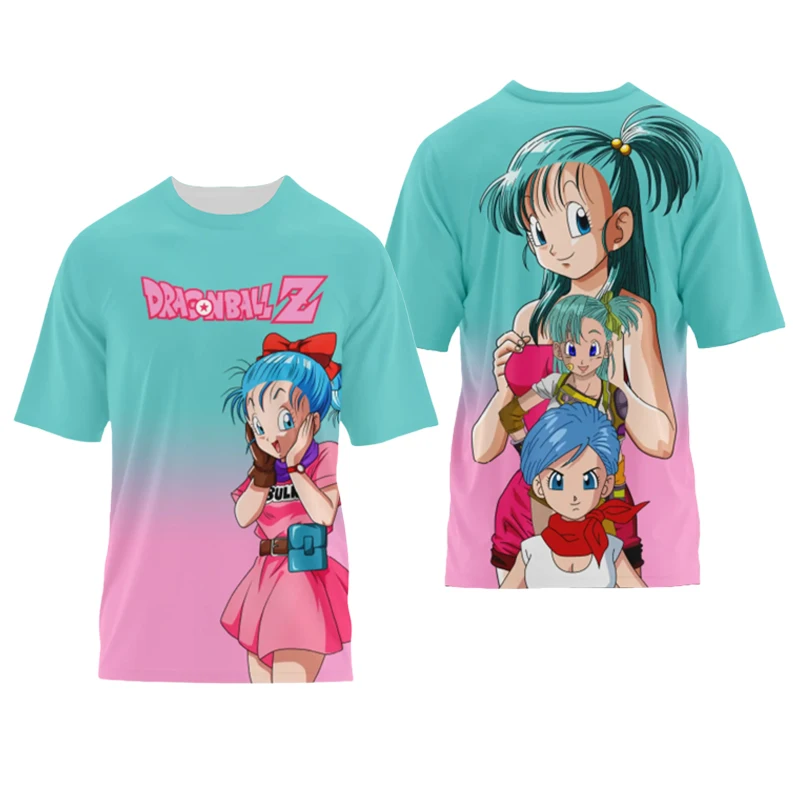 Bandai Dragon Ball Anime Peripheral Bulma T-shirts imprimés en 3D pour adultes et enfants, design de couleur dégradée, été, séchage rapide, confortables, grande taille