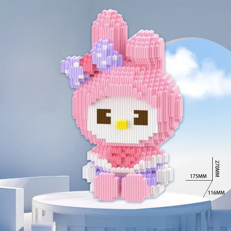 Sanrio Anime Figure Hello Kitty Building Block Assembled Toys Kuromi Model My Melody Children's Puzzle Gift for Home Deaoration - Image 5