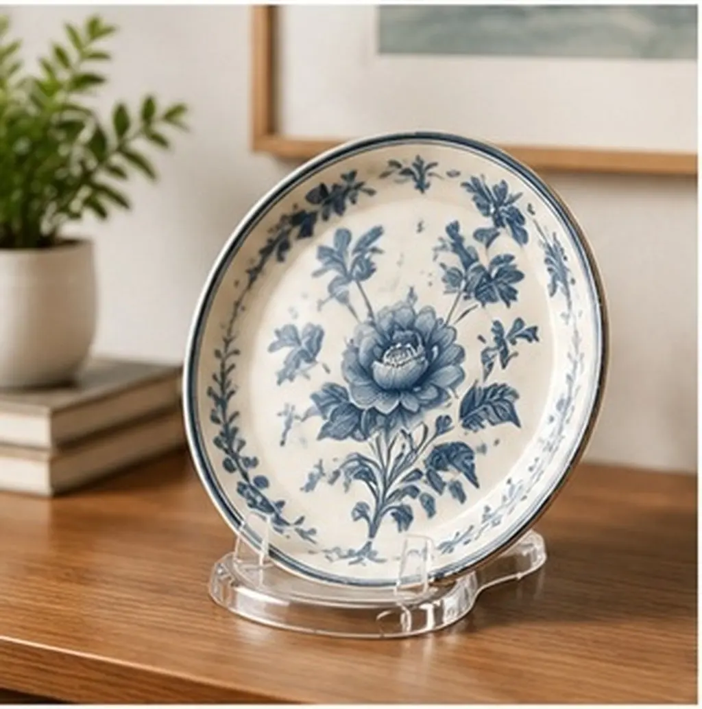 Acrylic Display Stand for Round Ceramic Plates Cup Saucer Photo Art Collector Plates Home Office Wedding Cafe Decor Small Space