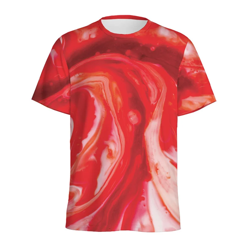 

Colorful Flowing Liquid Graphic T-shirt Men Summer Round Neck Short Sleeves 3D Printed Acid Melt Tees Casual Oversized T Shirts