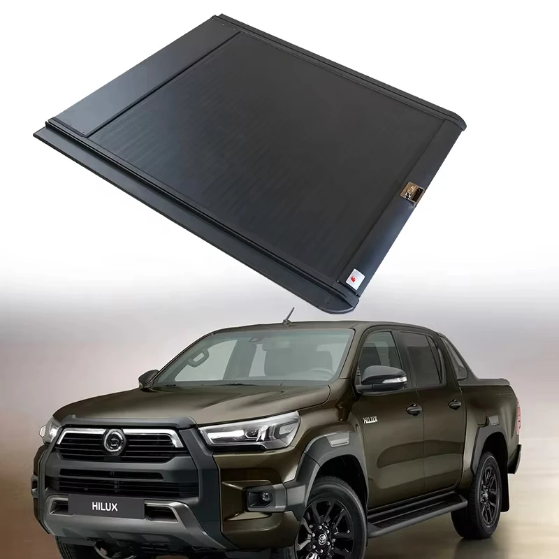 

Manufacture Retractable Tonneau Cover Pickup Truck Bed Cover Roller Lid Chinese for Toyota Hilux Black Carton 1 Set Hard Type
