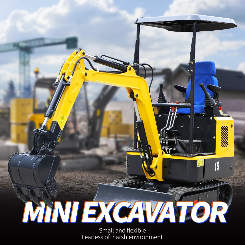 

HW-15A 1.5 Ton Mini Crawler Hydraulic Excavator Small Digger for Garden Farm Construction, Customizable