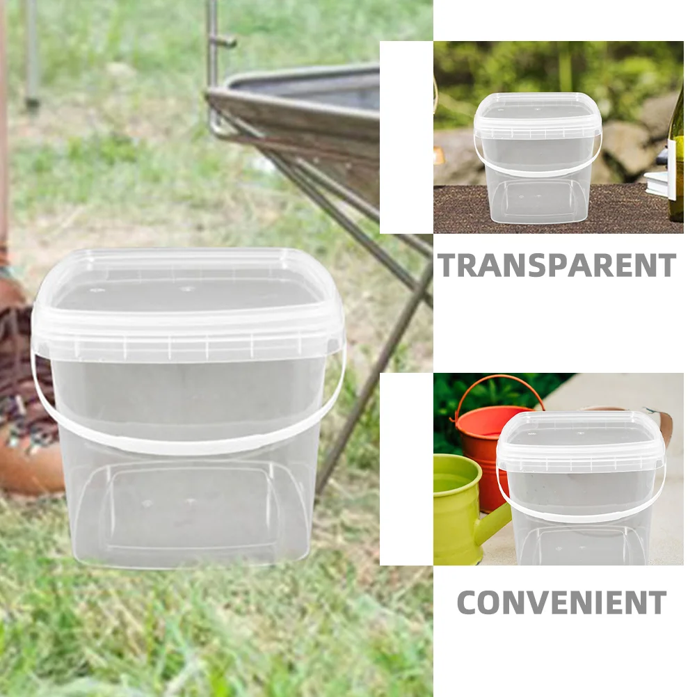 Handbag 2 Liters Plastic Bucket Storage Ice Cream Tub Wash Bin Pail Food Containers with Lids