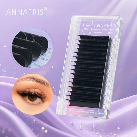 ANNAFRIS 16 рядов матовые черные ресницы C D DD Curl