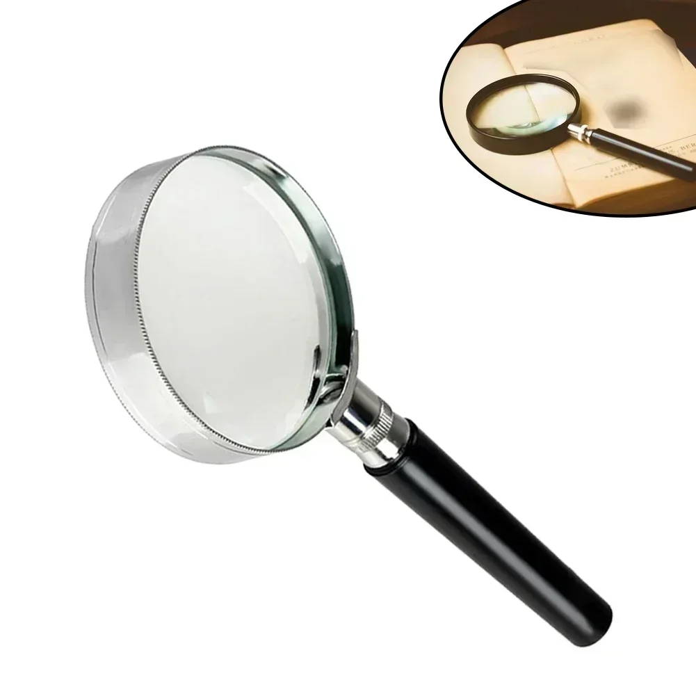 75mm To100mm 2inch Portable Handheld 5X Magnifying Glass Retro Handle Magnifier Eye Loupe Glass Magnification Handheld Magnifier