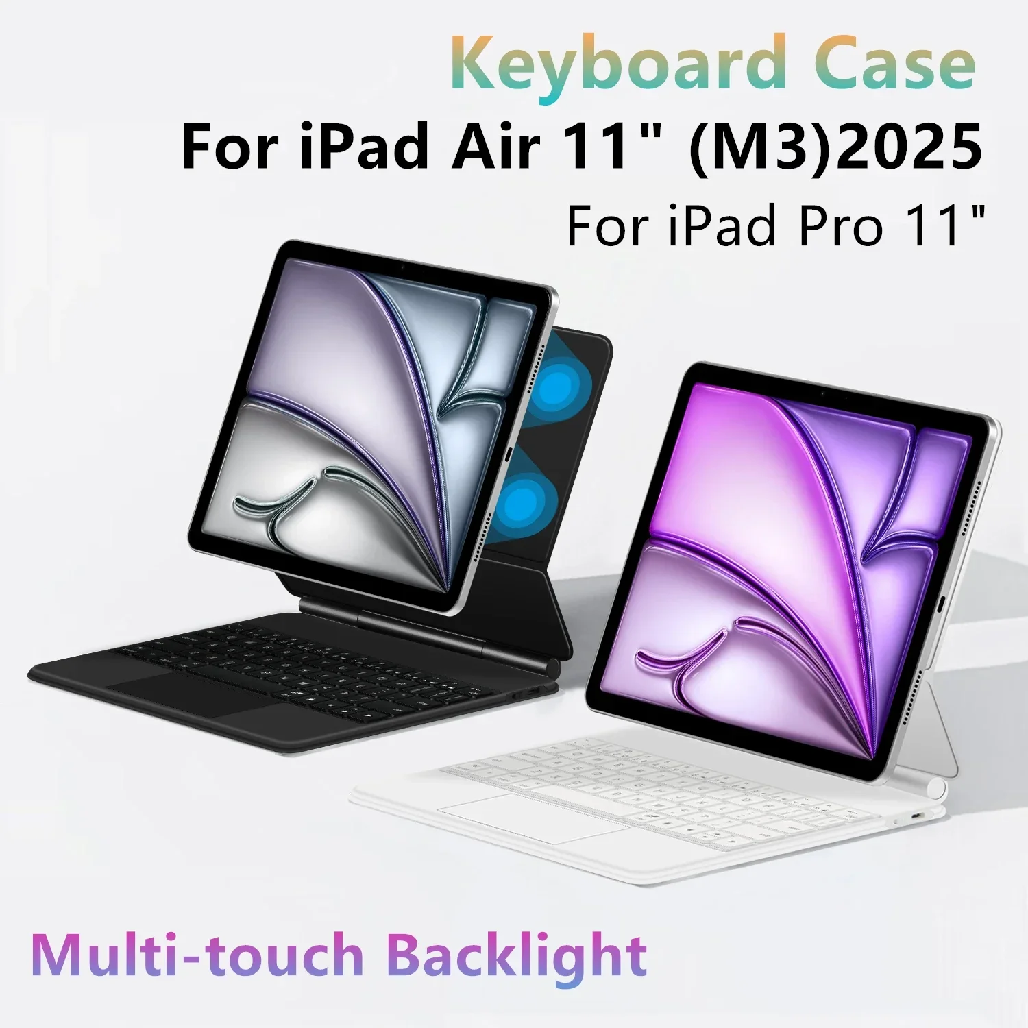 

Волшебная клавиатура для iPad Air 11 дюймов M3 2025 Air11 M2 7-го 6-го 5-го 4-го поколения Pro Folio Smart Cover Чехол с мультисенсорной подсветкой