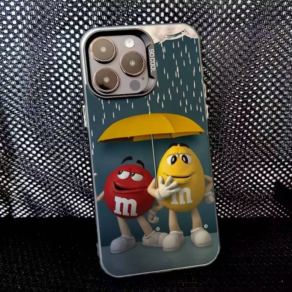 M-M Chocolate Beans Phone Case For iPhone 16,15,14,13,12,11,8,7,Pro,Max,Plus,Mini,XS,SE Anti Fall Black Matte Hard