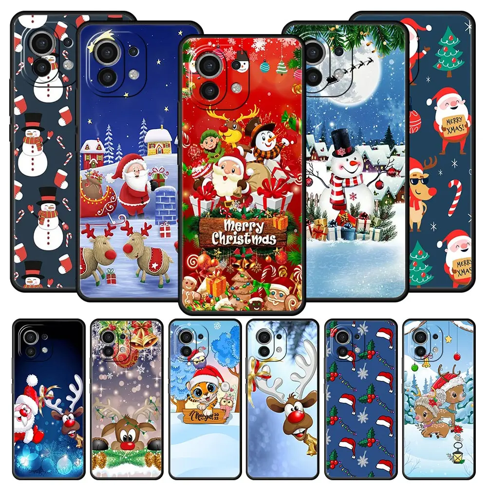 Merry Christmas Case For Xiaomi 12 10T 10 Lite 11 Ultra 11T 9T Mi Poco X3 NFC M3 M4 F4 X4 Pro 5G F3 GT Phone Cover Silicone Soft