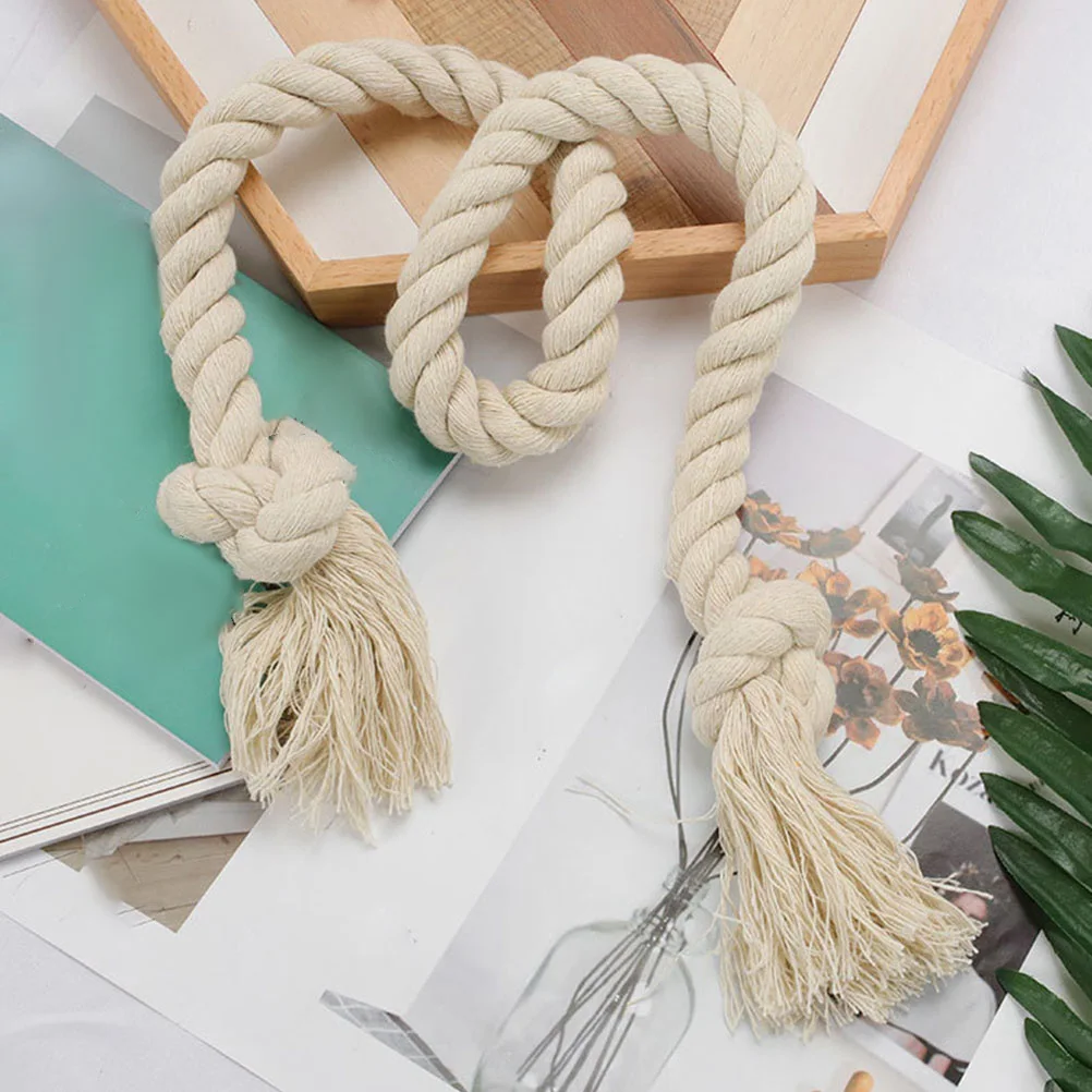 

2pcs Cotton Linen Rope Curtain Tieback Vintage Style Home Decorative Holder Wrap For Thick Drapes Coarse Tie Handwoven