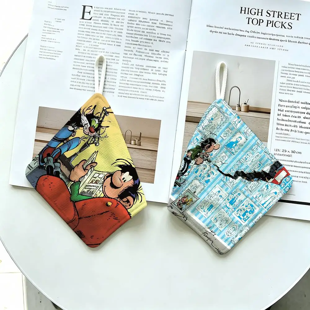 G-Gaston Lagaffe Anime Hanging Kitchen Towel, Polyester Cotton Material, Multipurpose Hand Wiping Towel for Family
