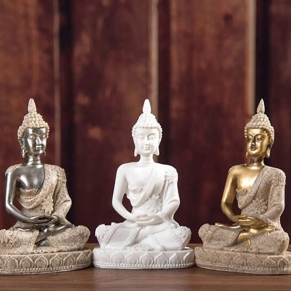 Méditation assise grès bouddha Culture orientale Posture assise Figurine bouddhiste ornement vert grès Zen