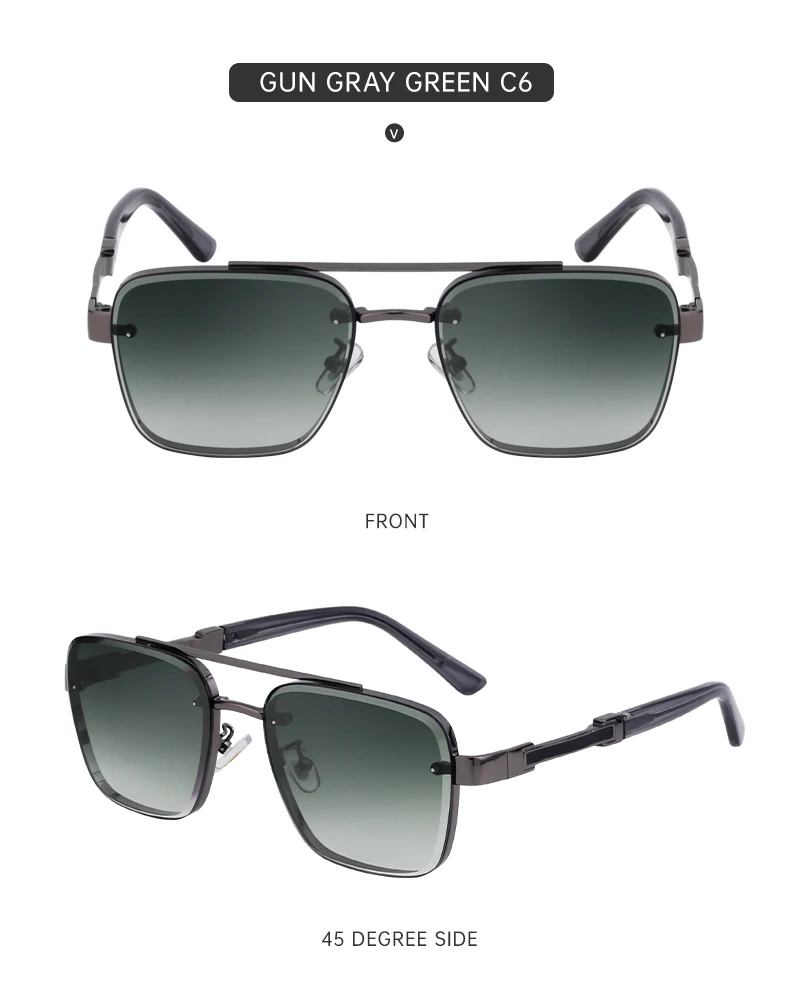 Übergroße quadratische Sonnenbrille für Herren, große Luxus-Designer-Vintage-Metall-Sonnenbrille für Männer, modische Eyewear, Gafas De Sol – Detail 16