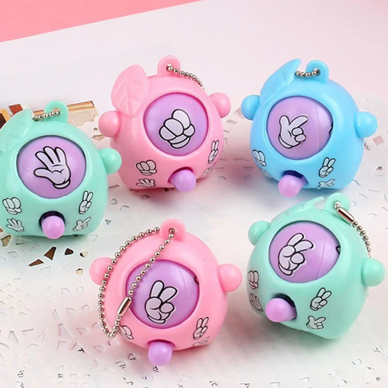 10 Pieces Guessing Boxing Toy Keychain Scissors Rock Paper for Babies Girls