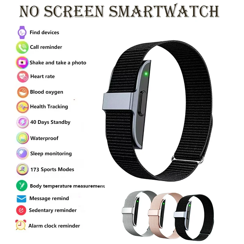 

Новый Смарт-браслет без ЭКРАНА, монитор сердечного ритма, артериального давления, шагомер, спортивный фитнес-трекер для мужчин и женщин, электронный браслет