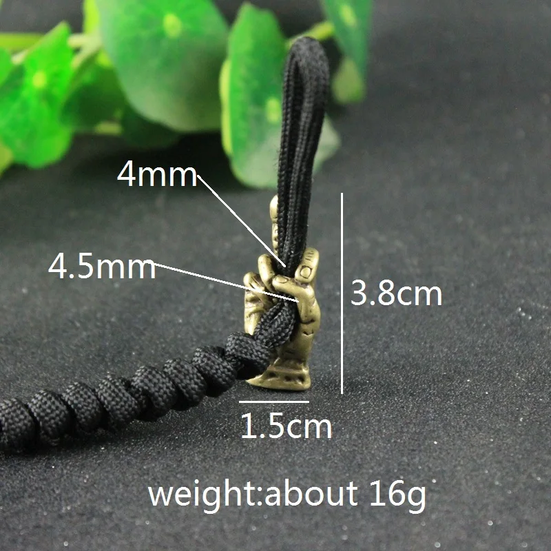 Brass Hand With Erect Middle Finger Up Paracord Beads DIY Umbrella Rope Bracelets Accessories Punk Retro Knife Lanyard Pendants