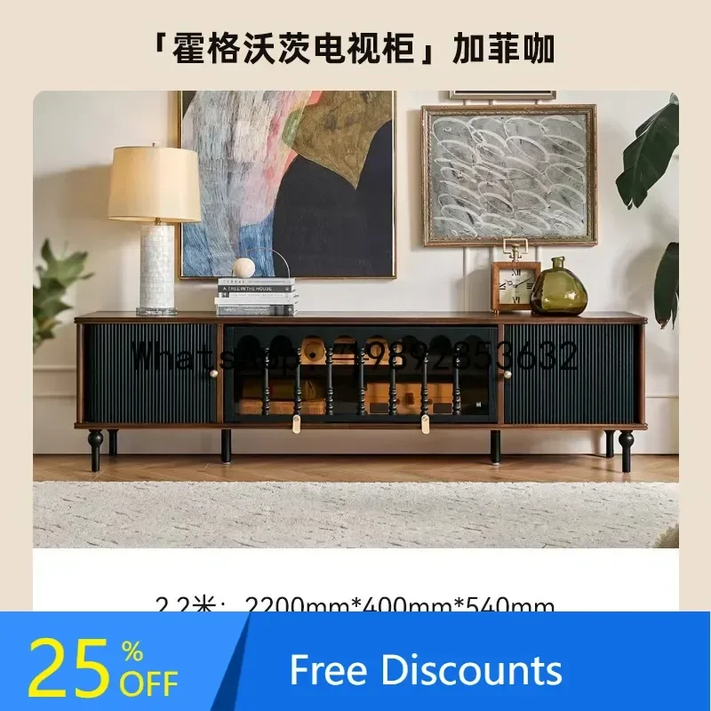 

CC French retro style solid wood TV storage locker integrated ash wood locker