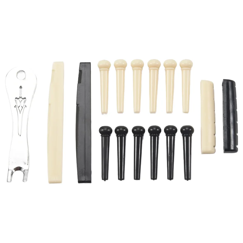 A69P-Guitar Bridge Pins Puller Pulling Remover Extractor Tool With 2 Pack Guitar Saddle Nut And 12 Pack Guitar Bridge Pins