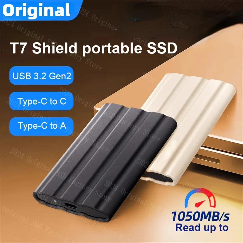 

Portable SSD T7 Shield 1TB 2TB 4TB External SSD 8TB USB 3.2 Gen2 Type-C Type-A External Solid State Drive for Laptop Desktop ps5