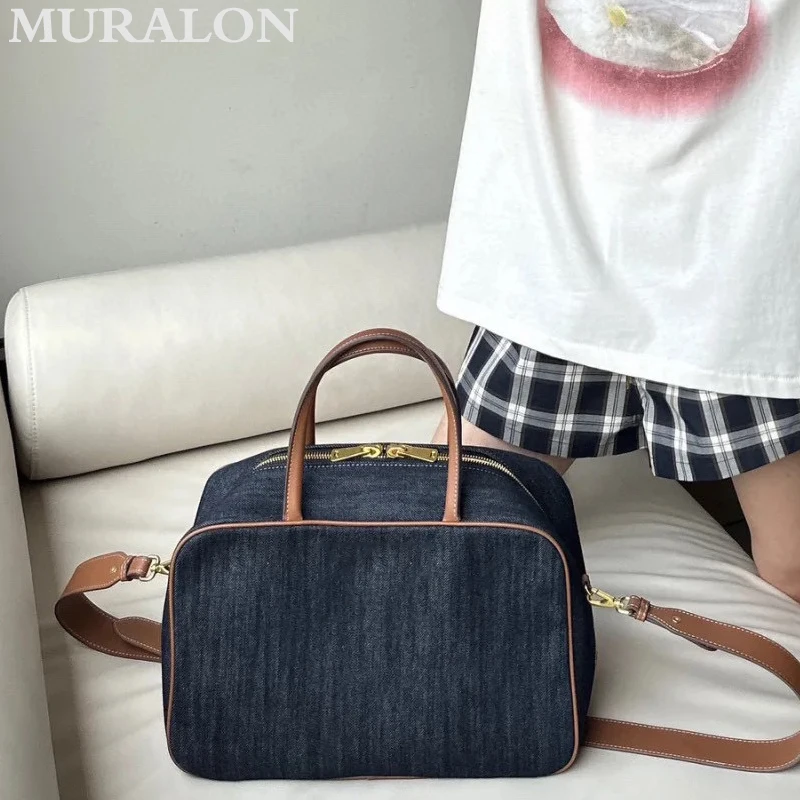 Canvas Retro Briefcase 2024 New Denim Casual All-match Fashion Large Capacity Tote Bag Texture Simple Designer Classic Handbag