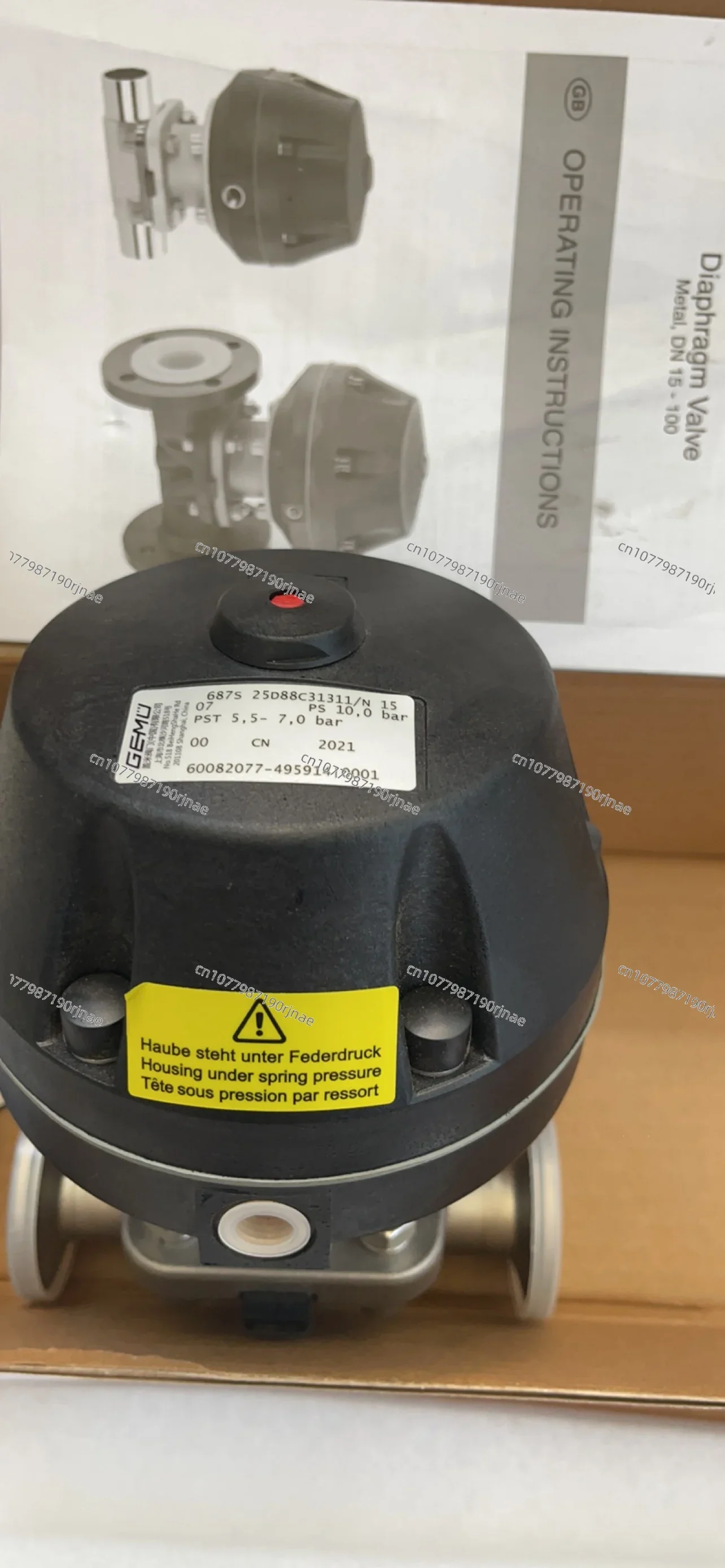 GEMU Diaphragm Chuck Pneumatic Valve 68725D88C31311/N for Pharmaceutical Cleaning Machines.