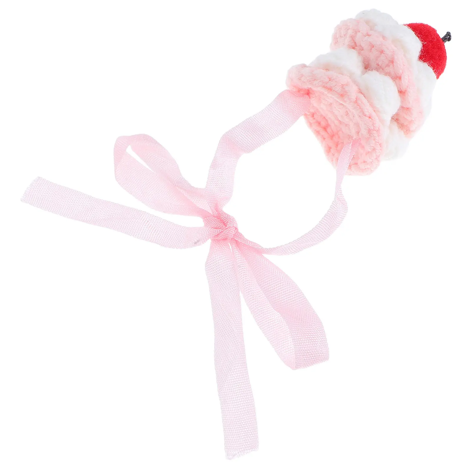 Mini Chapéu de Tricô Artesanal para Bonecas de 10-17cm - Design Delicado de Crochê em Formato de Bolo - Acessório Festivo para Temas de Festa