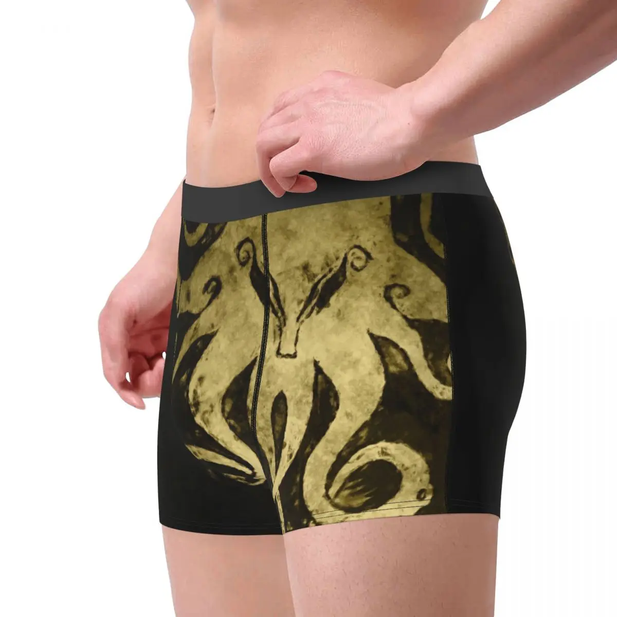 Cthulhu Mythos Golden Underpants Homme Panties Male Underwear Comfortable Shorts Boxer Briefs