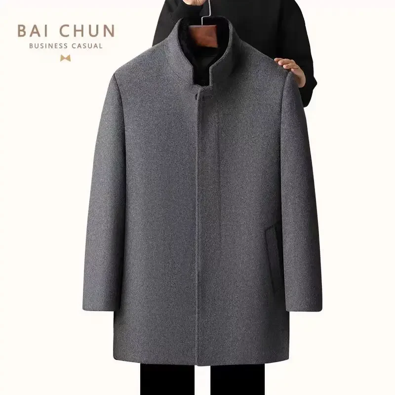 Winter Wool Coat Men's Fashion Outdoor Camping Long 100% Wool Double-sided Trend Goose Down Inner Wool Coa Ropa Hombre Clothing