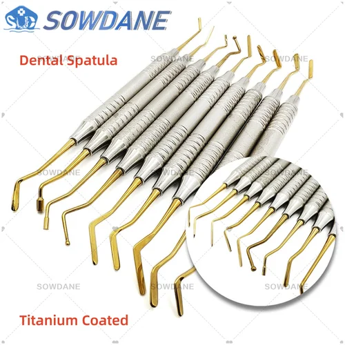 Espátula de estética Dental con punta recubierta de titanio, herramienta de llenado de resina compuesta, tapón de cemento, punta Flexible, relleno de restauración de dientes