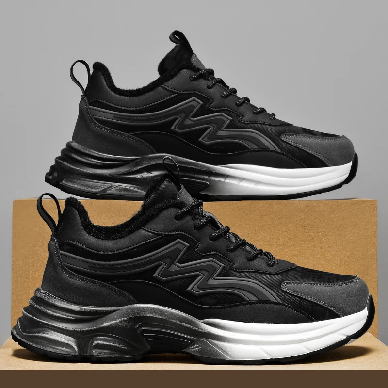 

Men's sports shoes casual winter plush warm new fashion comfortable outdoor anti slip wear-resistant running casual sports shoes