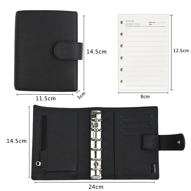 Business Notebook Diary Notepad Solid Color Litchi Grain Genuine Leather Note Book Replaceable Stationery Gift Traveler Journal