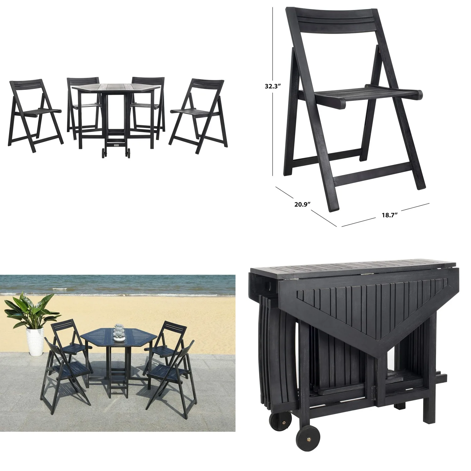 

5-Piece Patio Dining Set Slatted Back Chairs Modern Design Outdoor Furniture for Patio Backyard, Customized