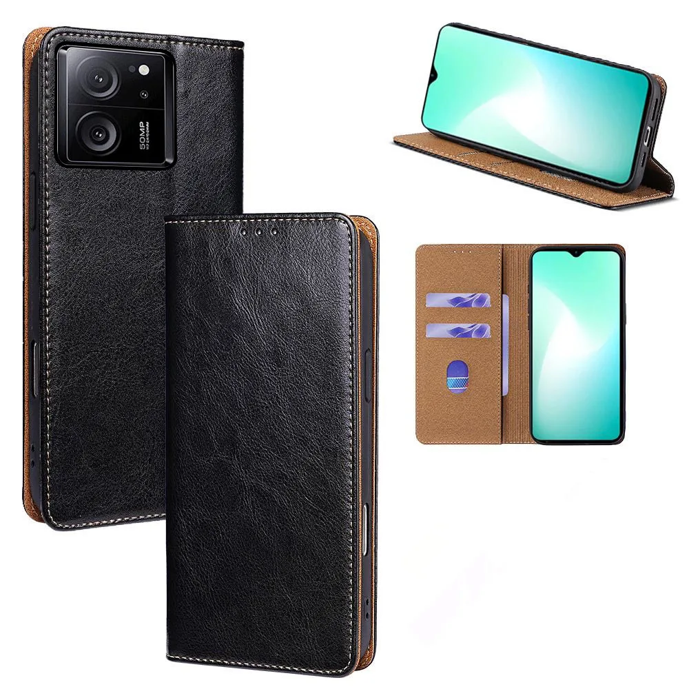 

Premium Genuine leather Phone Case For Xiaomi Redmi K60 K50 Ultra Pro Gaming K50i Flip RFID Shockproof Card Slot Wallet Cover