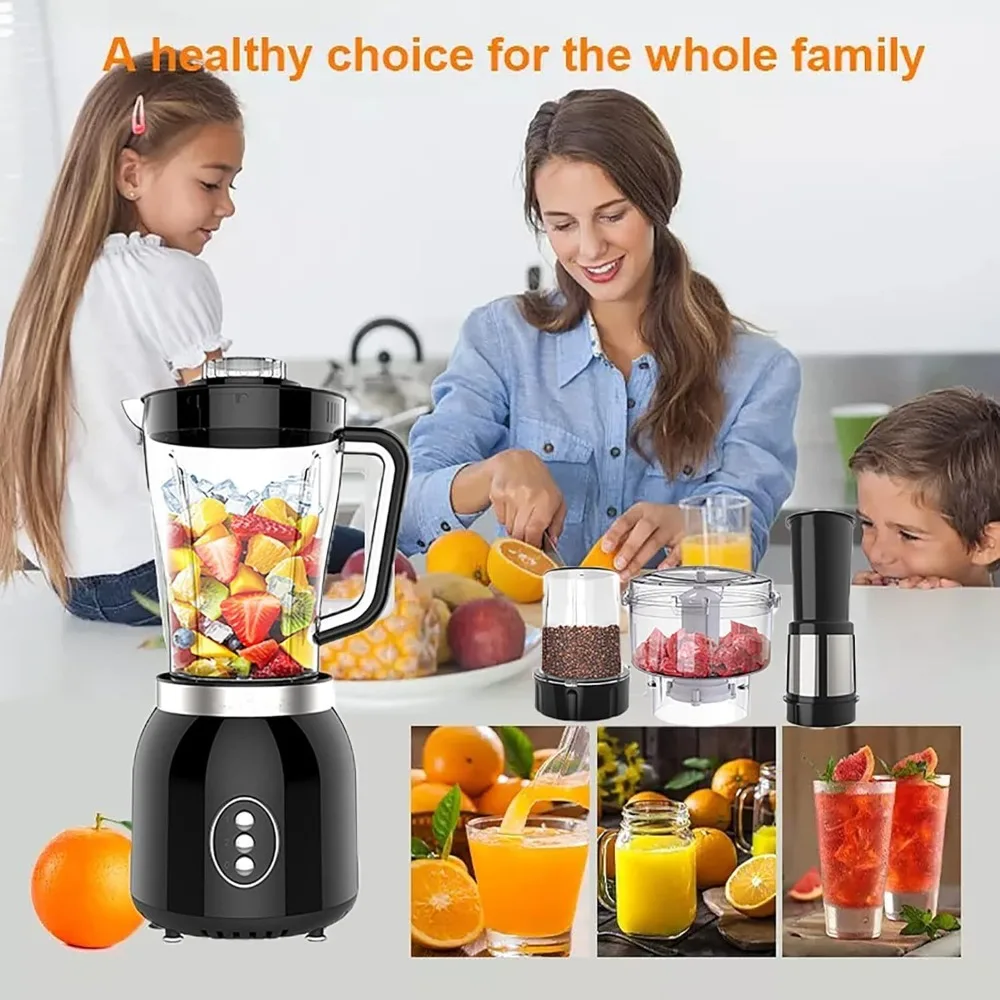 キッチン用4 in 1ブレンダーとフードプロセッサーコンボ、シェイクやスムージー用ブレンダー、肉のみじん切り、乾式粉砕