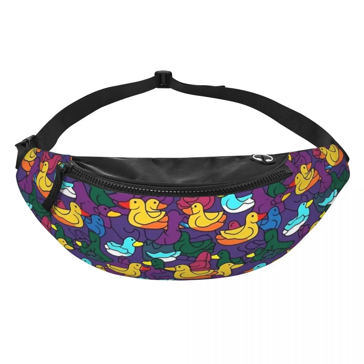 Colorful Ducks Fanny Pack Men Women Custom Cartoon Crossbody Waist Bag for Cycling Camping Phone Money Pouch